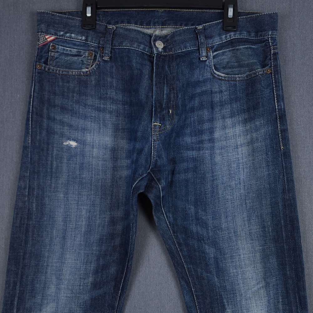 Ralph Lauren Denim Supply Jeans Men 34x30 (Fits 35x30) Distressed Straight Denim - Picture 3 of 14